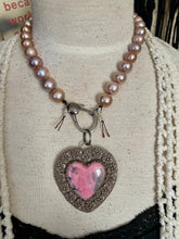 Load image into Gallery viewer, SALE Metallic Pink Bronze Edison Pearl Large Sterling Lobster Necklace
