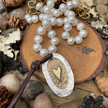 Load image into Gallery viewer, Luminous White Freshwater Pearls with custom artisan Angel/Heart Pendant
