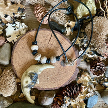 Load image into Gallery viewer, Leather Artisan Crescent Moon Necklace
