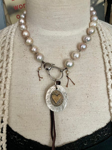 Large Metallic Edison Pearl Necklace with Large Lobster Clasp