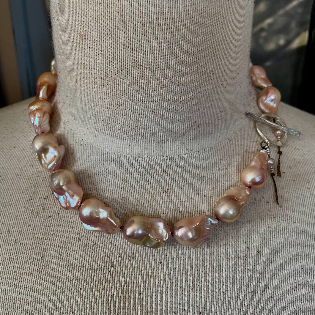 Rose Pink Baroque Pearl Necklace