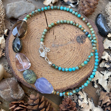 Load image into Gallery viewer, Natural Turquoise Round Beads, multi Gemstone Sterling Necklace
