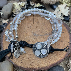 Petite Moonstone, Pearl Crystal, High End Bracelet