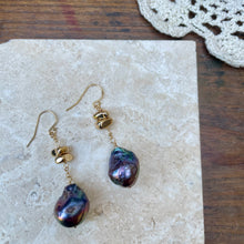 Load image into Gallery viewer, Baroque Peacock Pearl Gold Filled Dangle Earrings
