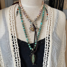 Load image into Gallery viewer, Natural Metallic Edison Pearl Sterling Necklace with custom Royston Ribbon Heart
