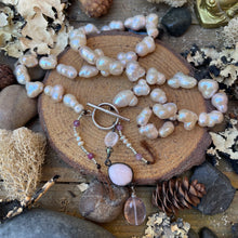 Load image into Gallery viewer, SALE Pale Pink Flawless Freshwater Pearl, Opal and Rose Quartz short Y Necklace
