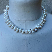 Load image into Gallery viewer, Freshwater Peanut Pearl Sterling Silver with Topaz Dangle Necklace
