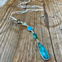 Load image into Gallery viewer, Faceted Gemstones Sterling Silver Long Loopy Necklace
