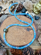 Load image into Gallery viewer, Graduated Blue Opal Tahitian Pearl Short Necklace
