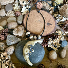 Load image into Gallery viewer, Leather Artisan Crescent Moon Necklace

