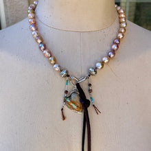 Load image into Gallery viewer, Natural Metallic Edison Pearl Sterling Necklace with custom Royston Ribbon Heart
