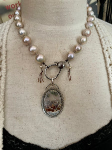 Large Metallic Edison Pearl Necklace with Large Lobster Clasp
