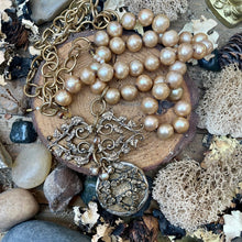 Load image into Gallery viewer, Luminous Large Champagne Pearls with artisan Star of David Pendant
