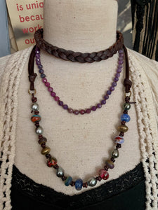 Ruby Beaded Short Necklace