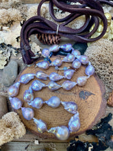 Load image into Gallery viewer, SALE Versatile Length Silver Teardrop Edison Pearl Leather Necklace
