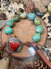 Load image into Gallery viewer, Natural Turquoise Nuggets Custom Sonoran Sunrise Chrysocolla Sterling button
