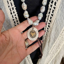 Load image into Gallery viewer, SALE Luminous White Baroque Pearls with Custom artisan Angel/Heart Pendant
