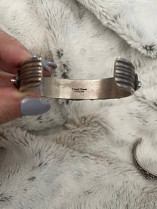 Native American Roland Dixon Sterling Southwestern Five Stone Sonoran Gold Turquoise Cuff