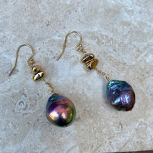 Load image into Gallery viewer, Baroque Peacock Pearl Gold Filled Dangle Earrings
