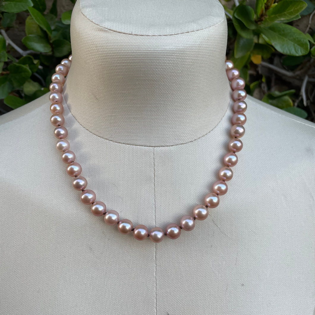 High End Pink Edison Pearls Sterling Lobster Necklace