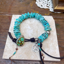 Load image into Gallery viewer, Baby Blue Turquoise Heishi Custom Sterling Teardrop Turquoise Button Bracelet

