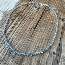 Load image into Gallery viewer, Petite Labradorite Short Necklace with Sterling balls
