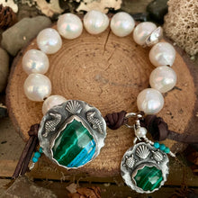 Load image into Gallery viewer, SALE High End Large White Edison Pearls Custom Ocean Button Bracelet
