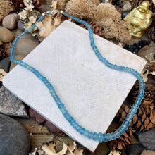Load image into Gallery viewer, Aquamarine Rondelle Beaded Necklace with Baroque Pearl Pendant
