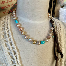 Load image into Gallery viewer, Rustic Edison Pearls, Turquoise Nuggets, Royston Ribbon Turquoise button
