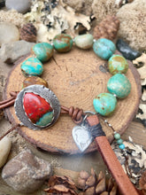 Load image into Gallery viewer, Natural Turquoise Nuggets Custom Sonoran Sunrise Chrysocolla Sterling button
