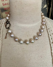 Load image into Gallery viewer, Large Metallic Edison Pearl Necklace with Large Lobster Clasp
