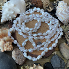 Load image into Gallery viewer, Long Luminous White Keshi Pearl Necklace
