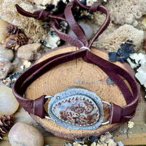 Chunky Jasper Unisex Leather bracelet