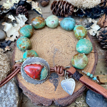 Load image into Gallery viewer, Natural Turquoise Nuggets Custom Sonoran Sunrise Chrysocolla Sterling button
