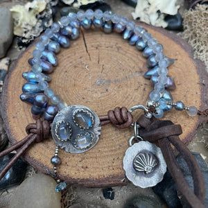 Labradorite Spiked Blue Pearl High End Bracelet