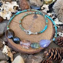 Load image into Gallery viewer, Natural Turquoise Round Beads, multi Gemstone Sterling Necklace
