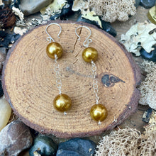 Load image into Gallery viewer, Luminous Gold Edison Pearl Sterling Silver Dangle Earrings
