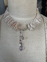 Load image into Gallery viewer, Blush Pink Freshwater Biwa Pearl Rubies and Pink Tourmaline Necklace
