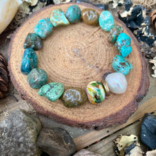 Load image into Gallery viewer, Rustic Turquoise Nuggets Edison Pearl Lampwork bead bracelet
