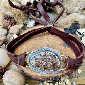 Chunky Jasper Unisex Leather bracelet