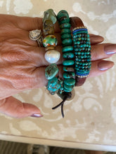 Load image into Gallery viewer, Rustic Turquoise Nuggets Edison Pearl Lampwork bead bracelet
