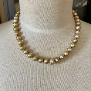 Luminous Rustic Golden Edison Pearl Necklace
