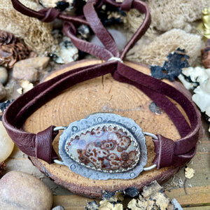 Chunky Jasper Unisex Leather bracelet