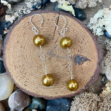 Load image into Gallery viewer, Luminous Gold Edison Pearl Sterling Silver Dangle Earrings
