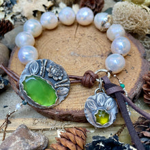 Load image into Gallery viewer, High End Large White Edison Pearls Custom Lily Pad Button Bracelet
