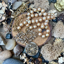Load image into Gallery viewer, Luminous Large Champagne Pearls with artisan Star of David Pendant
