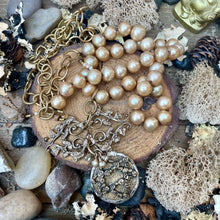 Load image into Gallery viewer, Luminous Large Champagne Pearls with artisan Star of David Pendant
