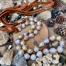 Load image into Gallery viewer, Long Natural Edison Pearl Leather Necklace
