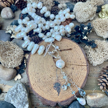 Load image into Gallery viewer, Freshwater Peanut Pearl Sterling Silver with Topaz Dangle Necklace
