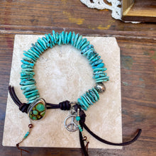 Load image into Gallery viewer, Baby Blue Turquoise Heishi Custom Sterling Teardrop Turquoise Button Bracelet

